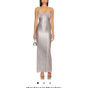 Elegant Silver Gray Evening Gown